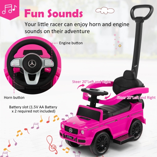 Costway 3 in 1 Ride on Push Car Mercedes Benz G350 Stroller Sliding Car w/ Canopy