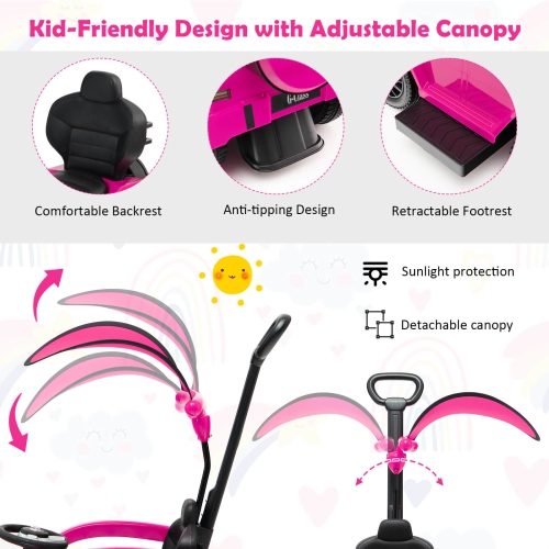 Costway 3 in 1 Ride on Push Car Mercedes Benz G350 Stroller Sliding Car w/ Canopy
