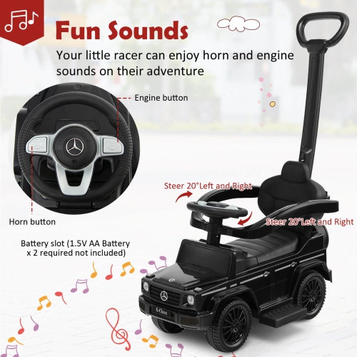 Costway 3 in 1 Ride on Push Car Mercedes Benz G350 Stroller Sliding Car w/ Canopy