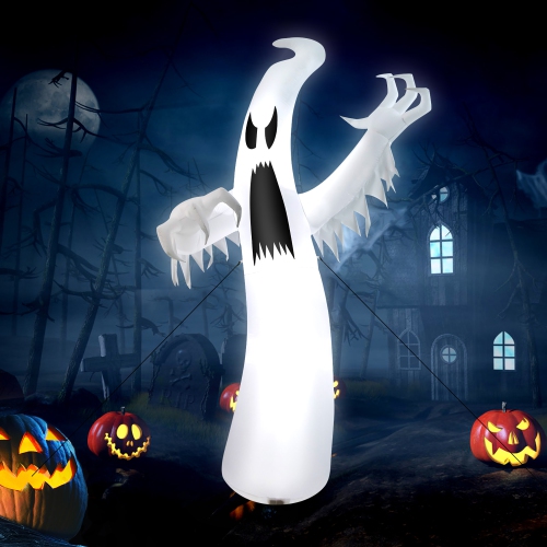 COSTWAY  12Ft Halloween Inflatable Ghost Quick Blow Up W/led Lights Outdoor Yard Scary Decoration