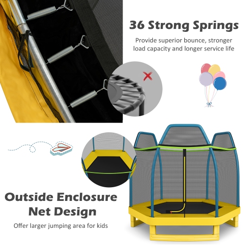 Costway 7FT Kids Trampoline Outdoor Indoor Recreational Bounce Jumper