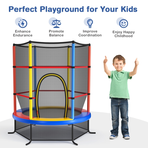 Costway 55" Kids Trampoline Bouncing Jumping Mat Recreational Trampoline W/Enclosure Net
