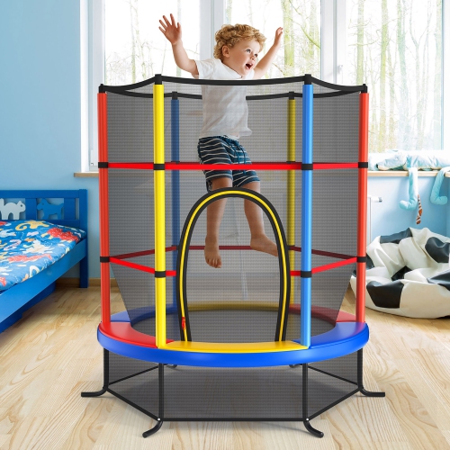 Costway 55" Kids Trampoline Bouncing Jumping Mat Recreational Trampoline W/Enclosure Net