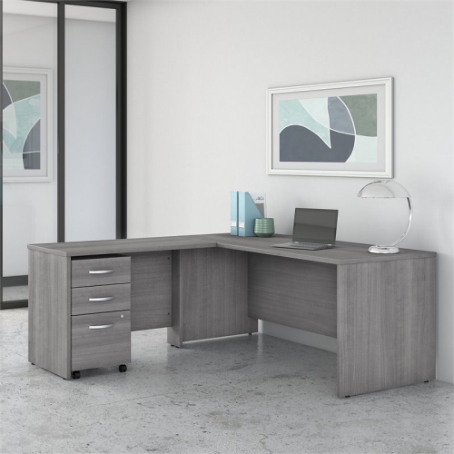 Studio C 72W L Shaped Desk with Mobile File Cabinet in Gray - Engineered Wood