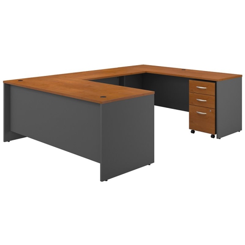 BBF Series C 72"w U-Shaped Desk With Mobile File In Natural Cherry - Engineered Wood