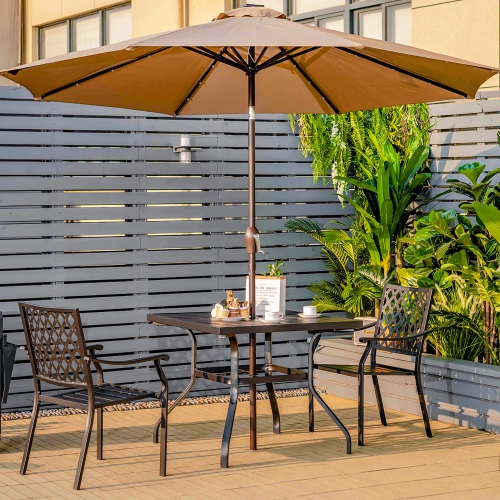 Costway Set of 4 Patio Dining Chairs Stackable Metal Slat Armreset Garden Yard