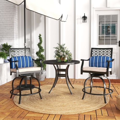 Poteban Patio Swivel Bar Stools Chair Of 2, Outdoor Bar Heigt Set, All