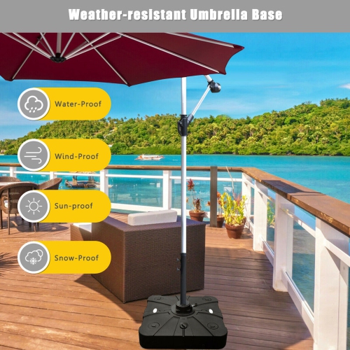 Gymax Patio Umbrella Stand Base Weight 4 Wheels W/Cross Base Black