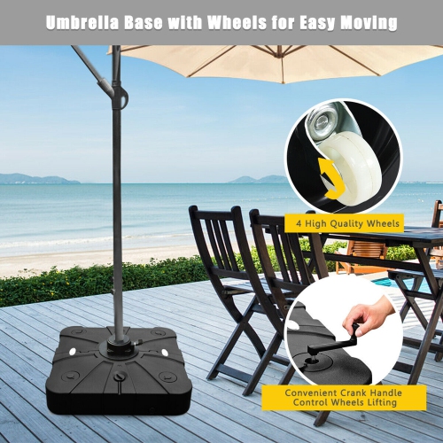 Gymax Patio Umbrella Stand Base Weight 4 Wheels W/Cross Base Black