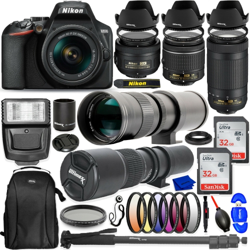 Nikon D3500 DSLR with 18-55mm + 70-300mm + 420-800mm + 500mm