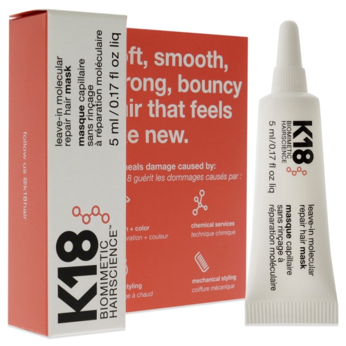 Leave-In Molecular Repair Hair Mask by K18 Hair for Unisex - 0.17 oz Masque