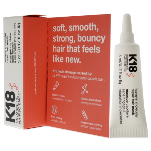 Leave-In Molecular Repair Hair Mask by K18 Hair for Unisex - 0.17 oz Masque