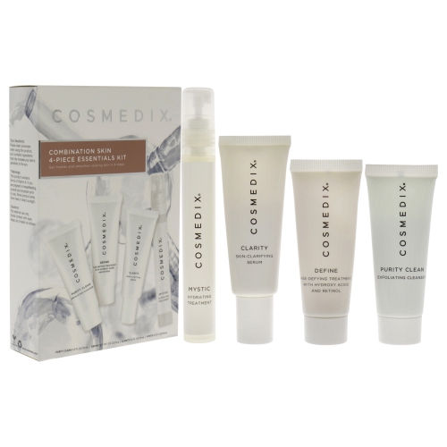 Combination Skin Essentials Kit by Cosmedix for Unisex - 4 Pc 0.5oz Purity Clean, 0.5oz Define, 0.5oz Clarity, 0.5oz Mystic