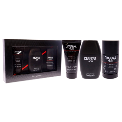 Drakkar Noir - 2021 by Guy Laroche for Men - 3 Pc Gift Set - 3.4oz EDT Spray, 2.6oz Deodorant Stick, 1.7oz Shower Gel
