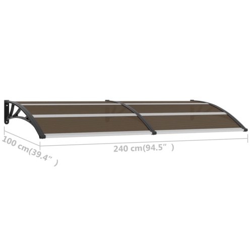 vidaXL Door Canopy Black 94.5"x39.4" PC