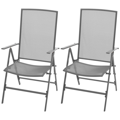 VIDAXL  Stackable Patio Chairs 2 PCs Steel Gray