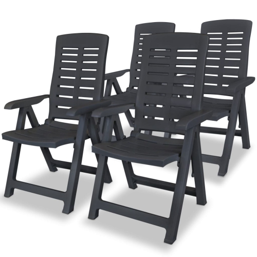 vidaXL Reclining Patio Chairs 4 pcs Plastic Anthracite