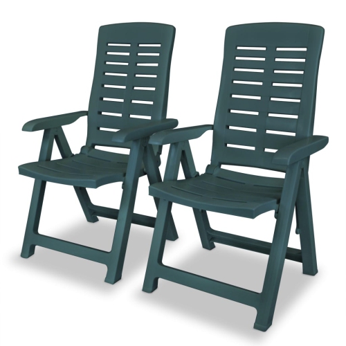 VIDAXL  Reclining Patio Chairs 2 PCs Plastic In Green