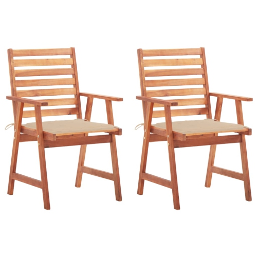 VIDAXL  Patio Dining Chairs 2 PCs With Cushions Solid Acacia Wood