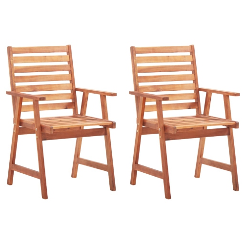 vidaXL Patio Dining Chairs 2 pcs with Cushions Solid Acacia Wood