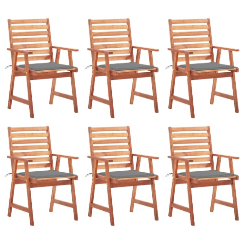 VIDAXL  Patio Dining Chairs 6 PCs With Cushions Solid Acacia Wood