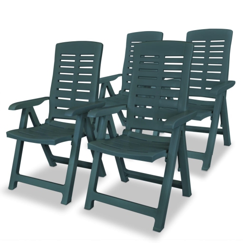 vidaXL Reclining Patio Chairs 4 pcs Plastic Green