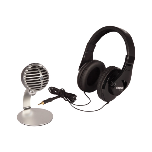 Shure MV5 Digital Condenser Microphone with SRH240A Headphones - Mobile Recording Kit