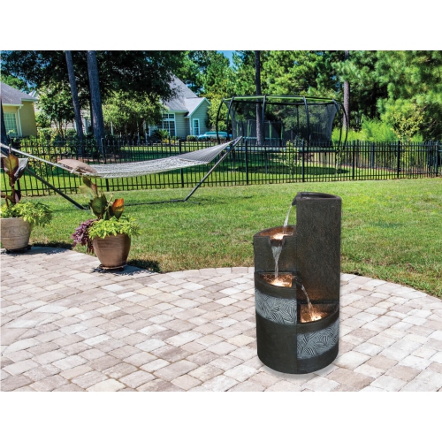 Henryka Outdoor Fountain - LED Lights - Resin