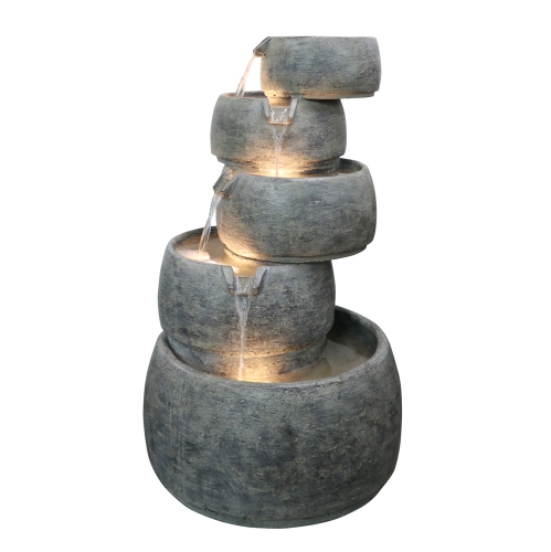 Henryka Outdoor Fountain - LED Lights - Resin