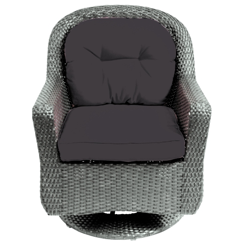 Henryka Wicker Patio Conversation Set with Grey Polyester Cushions - 3-Piece