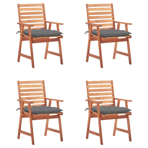 Chaises de salle à manger de terrasse vidaXL 4 pièces avec coussins bois d'acacia massif