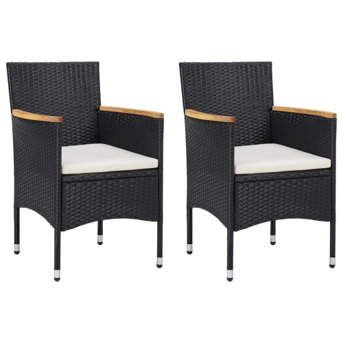 VIDAXL  Patio Dining Chairs 2 PCs Poly Rattan In Black