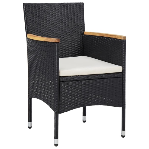 vidaXL Patio Dining Chairs 2 pcs Poly Rattan Black