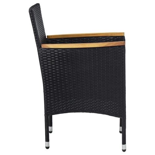 vidaXL Patio Dining Chairs 2 pcs Poly Rattan Black