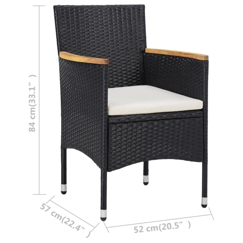 vidaXL Patio Dining Chairs 2 pcs Poly Rattan Black