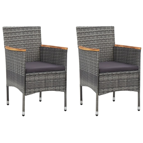 VIDAXL  Patio Dining Chairs 2 PCs Poly Rattan In Gray
