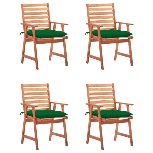 vidaXL Patio Dining Chairs 4 pcs with Cushions Solid Acacia Wood