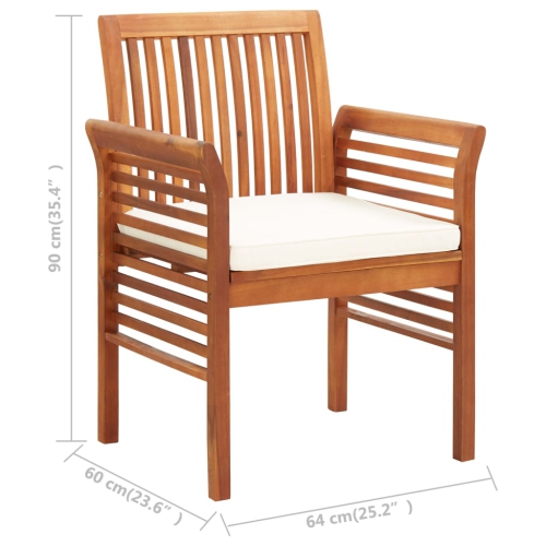 vidaXL Patio Dining Chair with Cushion Solid Acacia Wood
