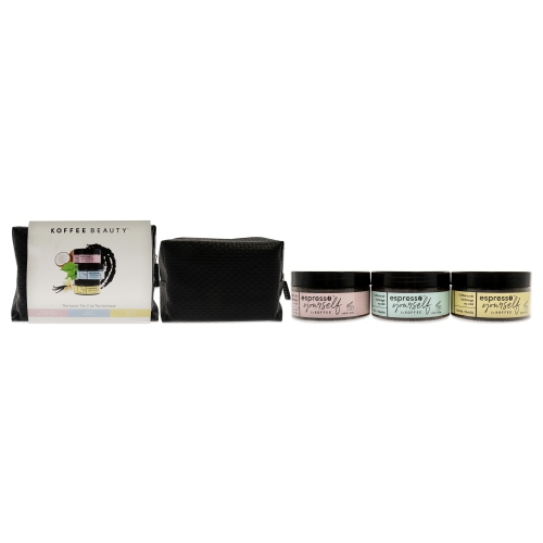 Espresso Yourself The Iconic Trio by Koffee Beauty for Unisex - 4 Pc 4oz Coffee Scrub - Coconut, 4oz Coffee Scrub - Mint, 4oz Coffee Scrub - Vanilla,