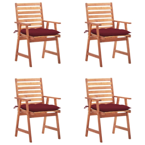 VIDAXL  Patio Dining Chairs 4 PCs With Cushions Solid Acacia Wood