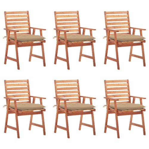 VIDAXL  Patio Dining Chairs 6 PCs With Cushions Solid Acacia Wood
