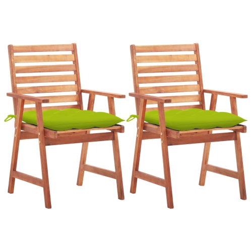 vidaXL Patio Dining Chairs 2 pcs with Cushions Solid Acacia Wood