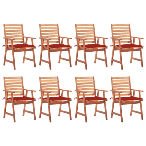 VIDAXL  Patio Dining Chairs 8 PCs With Cushions Solid Acacia Wood