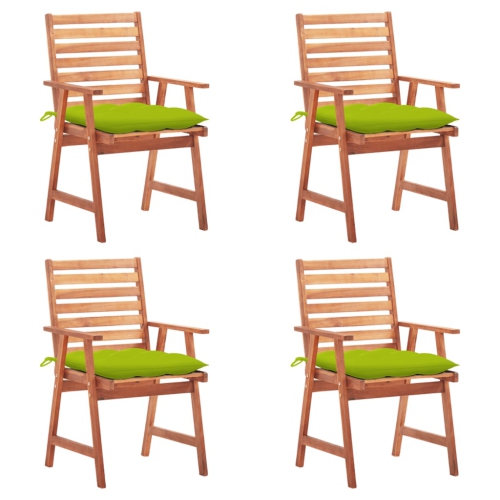 Chaises de salle à manger de terrasse vidaXL 4 pièces avec coussins bois d'acacia massif