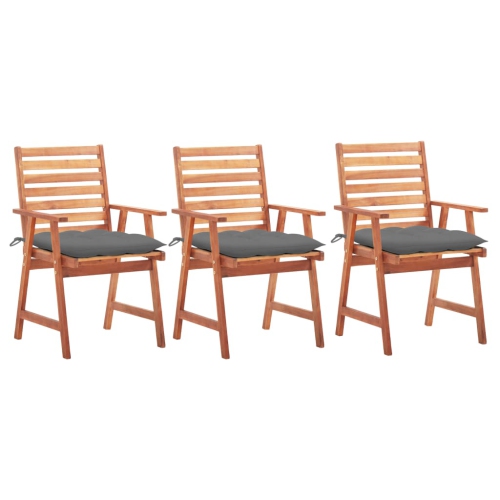 Chaises de salle à manger de patio VidaXL, 3 pièces, coussins en bois d’acacia massif