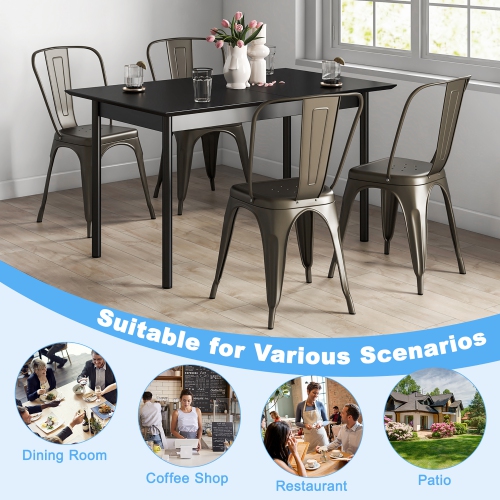 Gymax 18'' Metal Dining Chair High Back Bar Stools Set of 4 w/ X-shaped Frame Breathable Holes