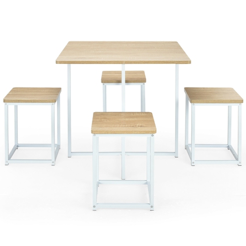 Gymax 5 Piece Dining Table And Chairs Set Metal Legs Compact Space Bar Pub Kitchen