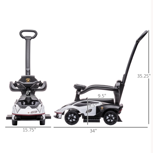 Aosom – voiture-jouet porteur 3-en-1 pour tout-petits, voiture coulissante sous licence pour enfants, jouet porteur pied-à-sol avec klaxon de