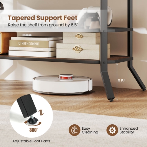 Costway TV Stand for 46" TVs with 2 Storage Shelves Tapered Metal Legs for Living Room