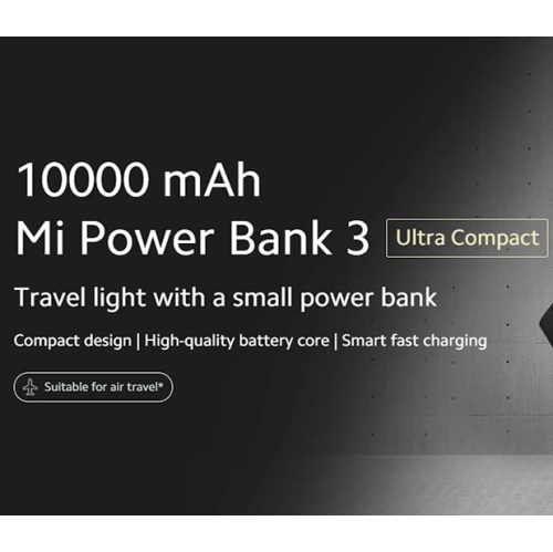 Xiaomi 10000mAh MI Power Bank 3 Ultra Compact BLACK - Brand New
